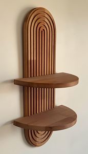 Étagère murale ronde à un seul niveau en bois pour plantes suspendues, finition brillante rustique moderne, décorative pour l'intérieur et l'extérieur - Product Image 5