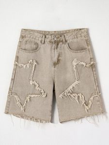 Pantalones Cortos Bermuda de Mezclilla Sólida para Hombre, Cintura Alta, Cierre de Botones, Rotos, Casuales, de Algodón Tejido Transpirable - Product Image 1