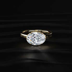 Anillo de Moissanita Ovalada de 3.35ct Hecho a Mano con Diseño East West, Tallo Europeo, Ajuste Cómodo, Oro Blanco y Platino, Fabricante de Diamantes de Moissanita - Product Image 6