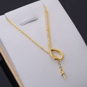 S925 Silver Pendant Chain Versatile Female DIY Pearl Necklace Empty <b>Tray</b> <b>Jewelry</b> Findings Components Semi-finished Inlay - Product Image 2