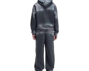 Unisex Tracksuit Hooded Full <b>Sleeve</b> Solid Color <b>Sweatshirt</b> Pants 100% Cotton Breathable Casual Autumn Wear - Product Image 4