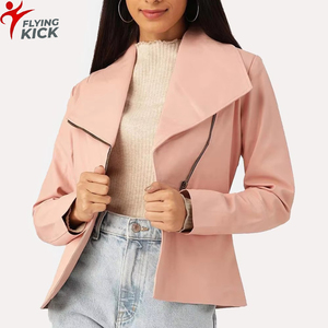 Women's Genuine Sheepskin Leather <b>Jacket</b> Best Soft Style Slim-fit Casual Look Lapel Collar Smooth <b>Lightweight</b> for <b>ladies</b> - Product Image 1