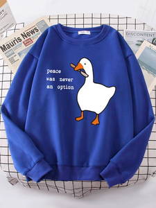 Sudaderas con capucha para mujer, nueva calidad, con estampado de ganso 'La paz nunca fue una opción', sudaderas cálidas con hombros caídos, sudaderas sencillas y suaves - Product Image 6