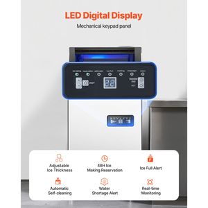 Macchina per il ghiaccio commerciale da 36 cubetti, produzione in 15 minuti, autoportante, capacità di stoccaggio 28 libbre, funzionamento 24 ore su 24, capacità totale 120 libbre - Product Image 4
