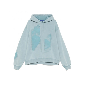 High Quality Dtg Printing Full Printed Hoodie 100% Cotton Unisex Boxy Street Style Acid Wash Sun Faded Distress Hoodies - Product Image 5