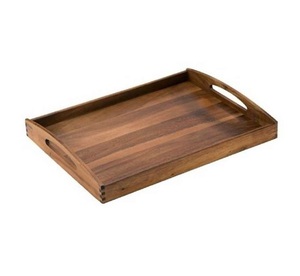 Acacia Wooden Serving <b>Tray</b> With Metal Handle for Kitchenware Home and Hotel Tabletop <b>Tea</b> & Coffee Serving <b>Trays</b> - Product Image 4