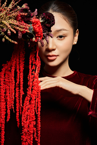 Vestido Midi de Verano de Terciopelo Sólido con Botones, Cintura Holgada, Transpirable, Elegante, Cuello Redondo, Manga Regular, Lujo, Rojo Borgoña - Product Image 6