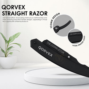 มีดโกนหนวดตรง QORVEX INSTRUMENTS ระดับมืออาชีพ หรูหรา พร้อมใบมีดสแตนเลสแบบด้านเดียว 60 ใบ/แบบสองด้าน 30 ใบ - Product Image 5