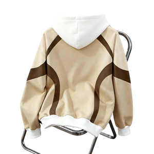 เสื้อฮู้ดไหมพรมถักลายบล็อกสีสไตล์วินเทอร์สำหรับยูนิเซ็กส์ สตรีทแวร์ แขนเสื้อแบบแร็กแลน ดีไซน์แผงตัดกัน ผ้าริบ 500gsm - Product Image 2