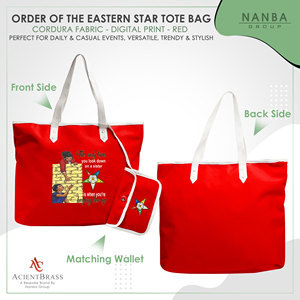 Sac fourre-tout rouge brodé Eastern Star, logo OES Order Of The Eastern Star, Sister Keeper - Product Image 2