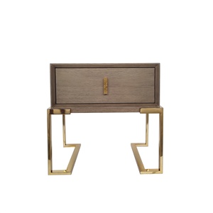 Nightstand ไม้โอ๊คที่ทันสมัยด้วยขาโลหะสีธรรมชาติเฟอร์นิเจอร์ห้องนอนสีบรอนซ์โดย24/7เวียดนาม - Product Image 3