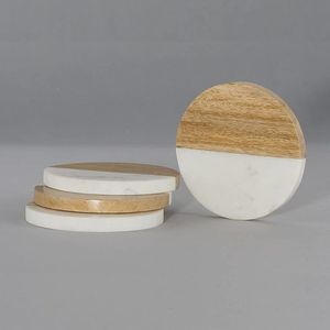 Decorative Wood Marble <b>Coasters</b> for Home Decor Wholesale Luxury Marble and Wood <b>Table</b> <b>Coasters</b> Factory Supplier - Product Image 2