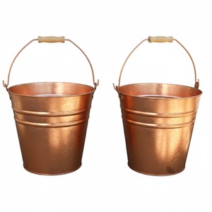 Seau en métal noir avec finition thermolaquée, pot de jardin durable pour fleurs et plantes vertes, design minimaliste, seau vintage. - Product Image 6