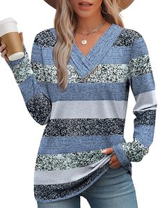 Camisas de Manga Larga para Mujer, Conjuntos de Otoño, Camisetas con Cuello en V, Blusas con Botones, Ropa de Moda - Product Image 3