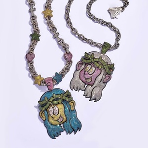 จี้เงินแท้ 925 รูปหน้าการ์ตูนประดับเพชรโมอิสซาไนต์ทรงมงกุฎสีเขียว สไตล์ฮิปฮอป สำหรับทุกเพศ - Product Image 5