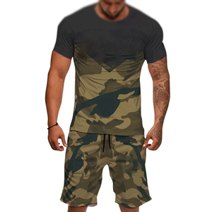 Ensemble d'été imprimé pour homme, style streetwear, 2 pièces, t-shirts à manches courtes et shorts, prix de gros - Product Image 4