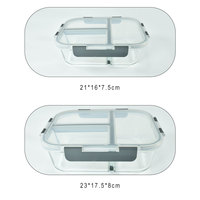 Boîte à bento en verre à 3 compartiments, contenants de préparation des repas avec couvercles pour la rentrée scolaire, stockage des aliments