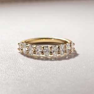แหวนแต่งงานแบบสั่งทำพิเศษสำหรับผู้หญิง VVS Diam ทอง 10K/14K/18K ประดับเพชรโมอิสซาไนต์ทรงรีแบบฝังหนามเตย ระยิบระยับ VVS โรแมนติกแบบปรับแต่งได้ - Product Image 1