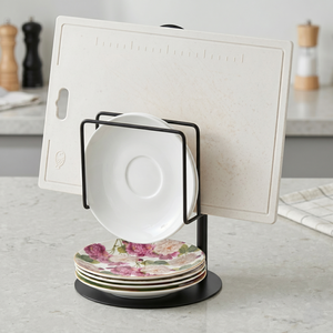 White Round Plate <b>Rack</b> Storage Holder for Kitchen Tableware with Stackable Design Modern Style Standing Type Plastic Material - Product Image 5