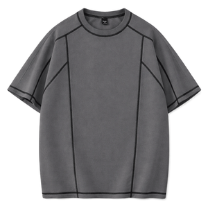 T-shirt en coton surdimensionné pour homme, couleur unie, col rond, manches courtes, jersey décontracté, coupe classique, style uni - Product Image 3