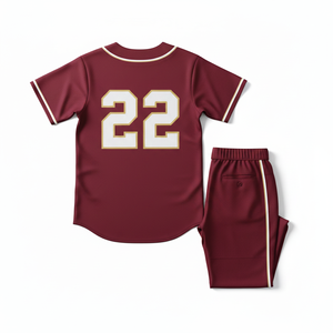 Styliro Baseball Jersey Men's <b>Maroon</b> 22 Tackle Twill Print Breathable Polyester Short Sleeve Regular Fit Adult Sportswear - Product Image 3