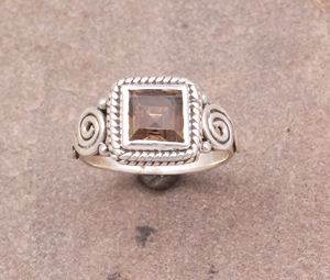 Vente en gros d'anneaux de cocktail en argent sterling 925 avec sertissage classique en quartz fumé naturel, bijoux de déclaration, cadeau pour femmes, mariage - Product Image 2