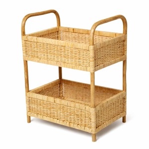 Panier à 2 niveaux en rotin tressé à la main, panier de rangement décoratif en osier, support de rangement à plusieurs niveaux - Product Image 4