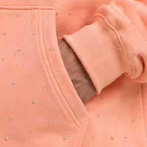 Sweat à capuche homme en polaire épais avec strass pêche, coupe oversize, personnalisable avec logo, style streetwear, décontracté, hiver, mode - Product Image 6