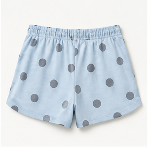 Shorts de détente pour femmes, coupe droite décontractée, à pois bleu glace, avec cordon de serrage, en jersey modal doux, WPSHORT-0020 - Product Image 3