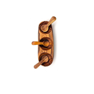 Juego de Servir de Madera Hecho a Mano con 4 Tazones, Cucharas y Bandeja Ovalada, Organizador Ecológico para Condimentos y Bocadillos, Utensilios de Cocina Rústicos - Product Image 2