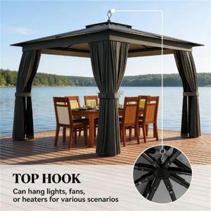 Pérgola y Gazebo Elegante para Terraza Exterior con Techo Suave Gris Oscuro - Product Image 4