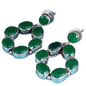 Oxidized <b>Silver</b> Oval Stone <b>Hoop</b> Multi Colors Dangle Earrings Bulk Supplier | Fashion Jewelry Wholesale Lot | Direct Manufacturer - Product Image 1