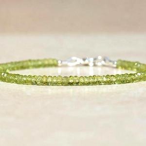 Pulsera de plata facetada de Peridoto, forma de rondelle, piedras preciosas sueltas, fabricación de joyas, calidad increíble natural - Product Image 1