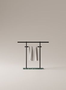 Porte-serviettes élégant en acier inoxydable à double cadre, support autoportant, organisateur de salle de bain, durable, peu encombrant et au design épuré - Product Image 6