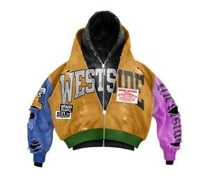Brand Apparel Unisex Tracksuit Full <b>Zip</b> <b>Hooded</b> Sweatshirt & Pants Set Color Blocking Streetwear Autumn Wear Custom Apparel - Product Image 5
