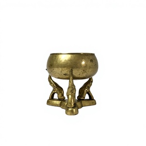Brass Incense Bowl with <b>Elephant</b> Legs | Traditional Loban Dhoop Burner | Aromatic <b>Decorative</b> Home Fragrance Holder | Hand-made - Product Image 1