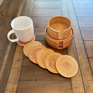Manufacture High Quality BOHO Rattan Coaster <b>Round</b> <b>Mats</b> 400mm Table Decoration <b>Mats</b> & Pads Coaster - Product Image 4