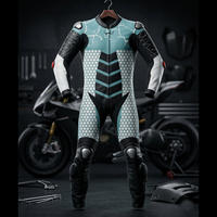 Setelan Balap Motor Profesional Anti Angin Level 2 CE, Bermotif, Unisex Dewasa, Satu Bagian, Kulit, Desain Khusus