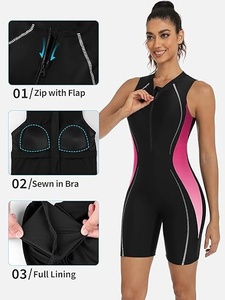 Body Deportivo sin Mangas para Mujer, con Bloques de Color, Cuello en V, Largo Completo, Costuras en Contraste, Spandex, Poliéster, Elástico - Product Image 3