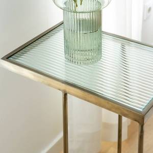 Vandana Lyra Cresta <b>side</b> <b>table</b> in gold-tone metal and <b>glass</b> - Product Image 4