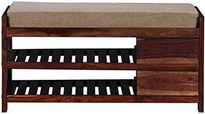 Mango Wood <b>Shoe</b> <b>Rack</b> Cabinet <b>with</b> Seating <b>Bench</b> Wooden <b>Shoes</b> Storage Table Furniture for Home Entryway Living Room - Product Image 3