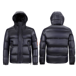 Veste d'hiver matelassée brillante personnalisée OEM avec capuche, imperméable, chaude et épaisse pour homme - Product Image 1