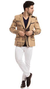 Blazer homme en toile de jute bleu motif crâne, style streetwear, éco-responsable, sur mesure, cadeau pour lui - Product Image 2