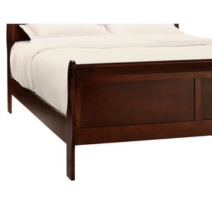 Letto a slitta matrimoniale (Queen Size) in stile Luigi Filippo, design tradizionale, finitura marrone ciliegio, realizzato a mano in legno. - Product Image 4