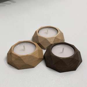 Porte-bougie géométrique en bois – Utilisation domestique et décorative, idéal pour les fêtes de Noël, les collections de décorations d'hiver - Product Image 1