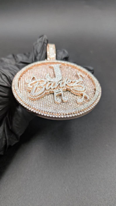 Custom <b>Initial</b> Letter <b>Pendant</b> Iced Out Round Medallion Necklace Rose Gold Hip Hop Statement Jewelry For Men Women - Product Image 3