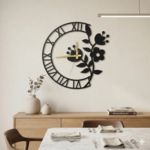 Elegant Semi Circle Floral <b>Design</b> <b>Wall</b> <b>Clock</b> Ideal For Bedroom And Dressing Area Adds Soft And Stylish Touch From India - Product Image 1