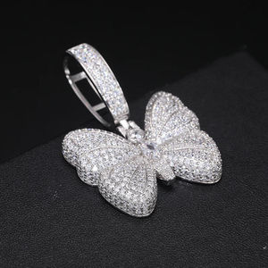 Colgante de Mariposa Chapado en Rodio con Incrustaciones de Cristal de Estrás, Joyería de Moda Unisex, Regalo - Product Image 3