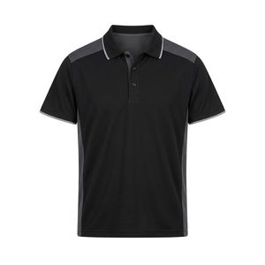Mens Black Color Blocked Short Sleeve Polo <b>Shirt</b> Quick Dry Knitted Casual Wear - Product Image 1