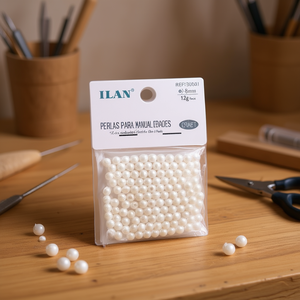 Perle Ilan per artigianato, perline bianche da 6 mm, confezione da 12 g - Product Image 2